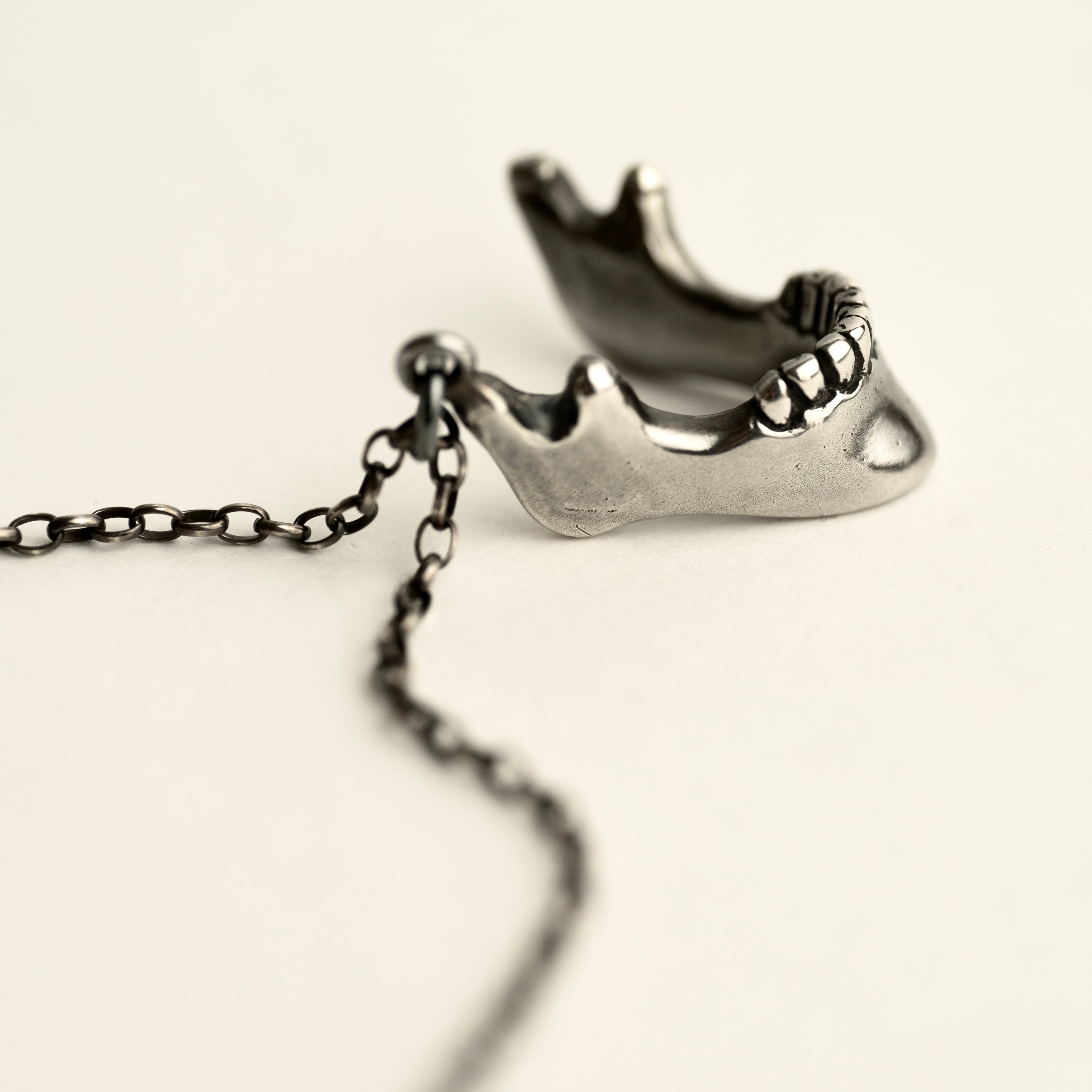 Solid Silver Skull Jaw talisman by Macabre Gadgets