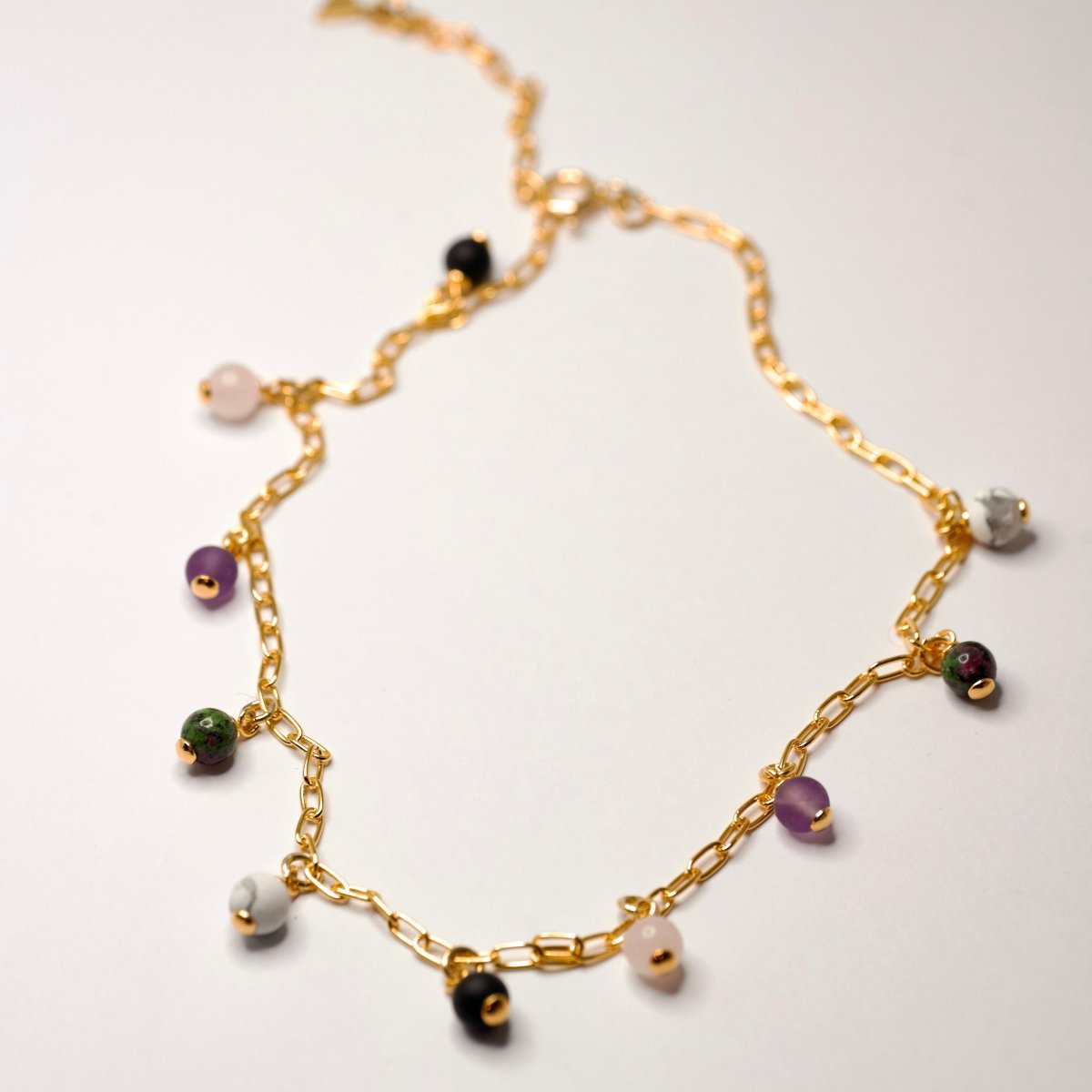 Ancient beads necklace by Macabre Gadgets - chain necklace with dangling stone beads charm