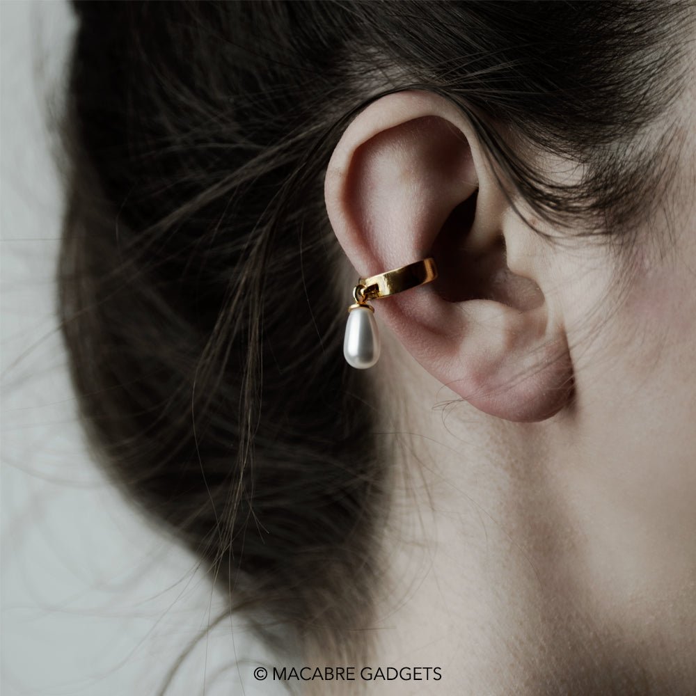 PEARL DROP EAR CUFF - Macabre Gadgets Store