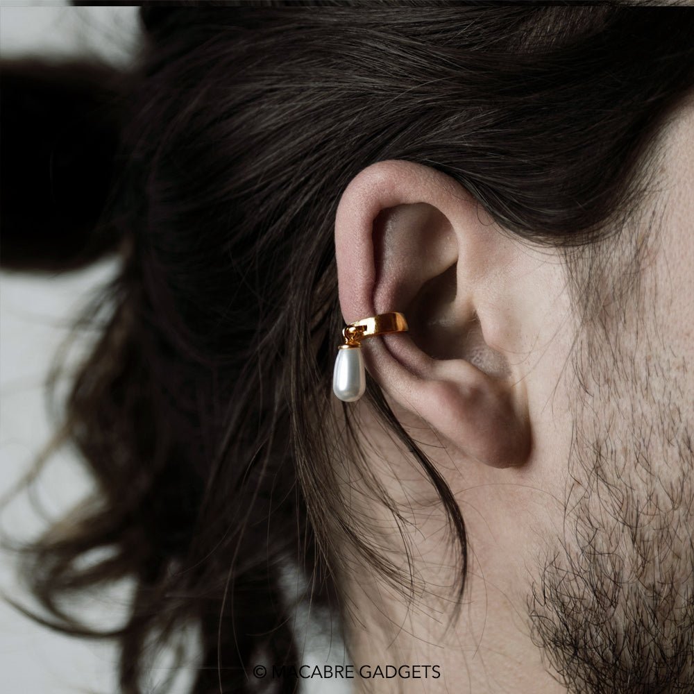 PEARL DROP EAR CUFF - Macabre Gadgets Store