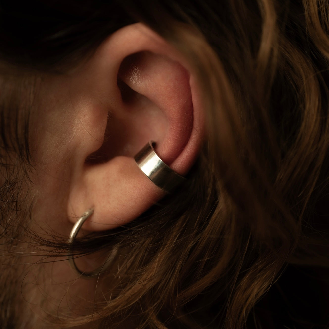 Silver Mirror ear cuff