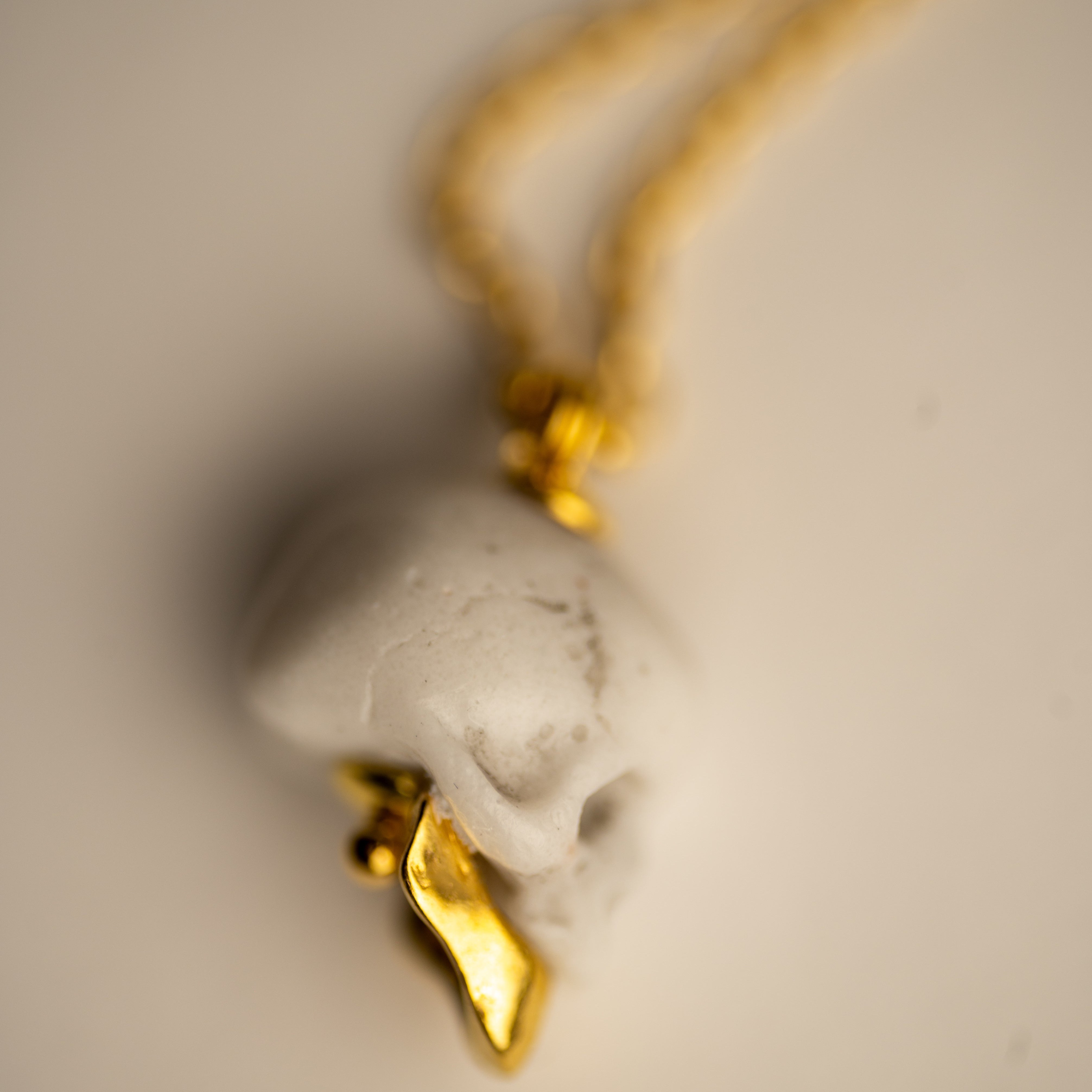 Ancient Skull - Marble & Silver Skull Pendant - Unique Jewellery