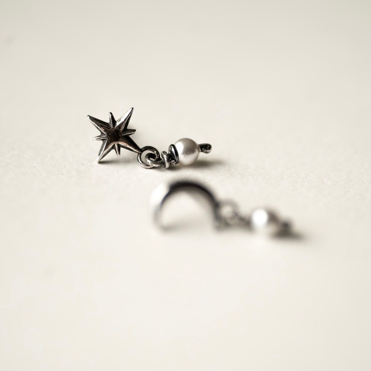Star & Moon Pearl Studs