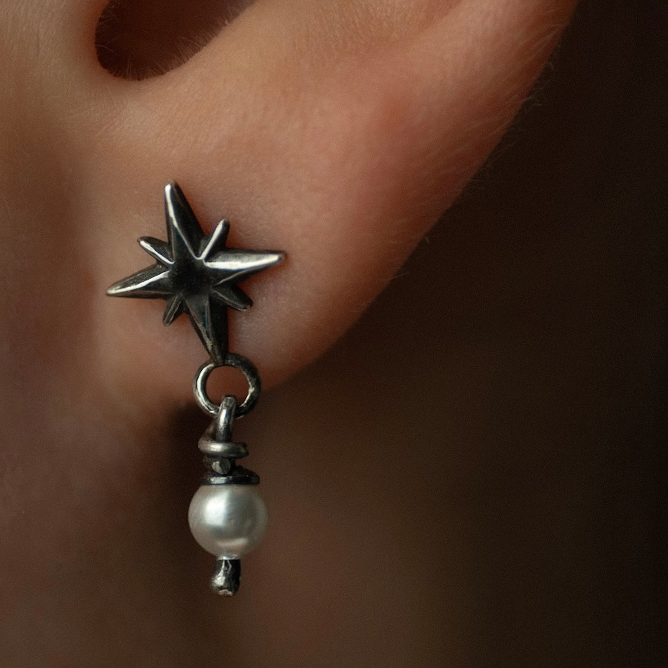 Star & Moon Pearl Studs
