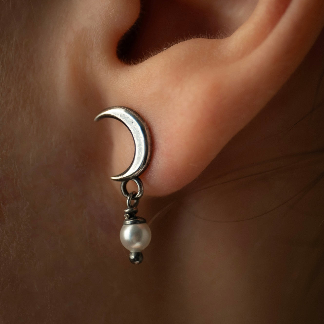 Star & Moon Pearl Studs