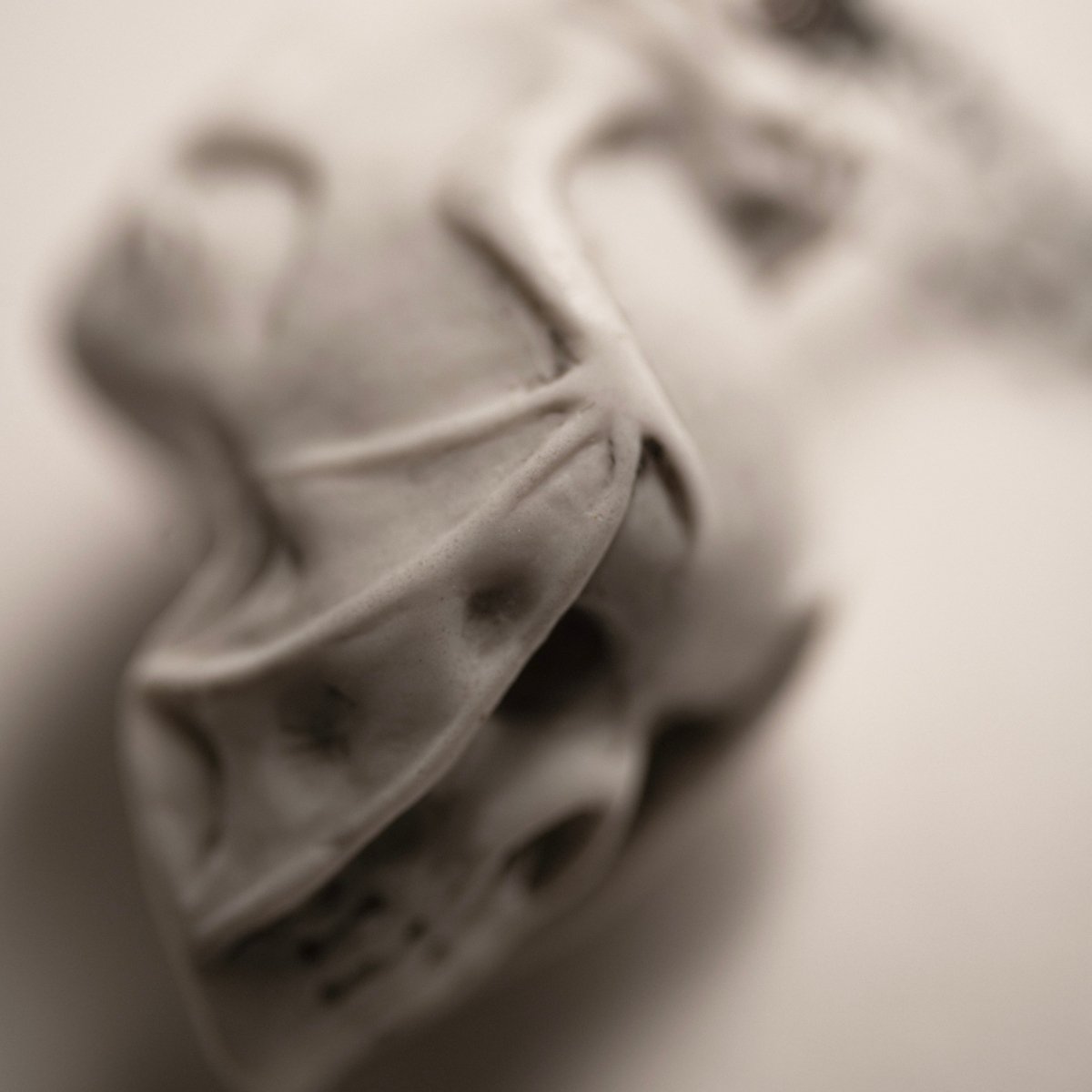 Skull & Bat pendant - white variant - close up