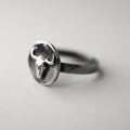 Bull Ancient Coin ring - sterling silver coin with a bull on a hammered sterling silver ring