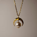 Crescent Moon Pendant gold plated — front view, sculptural moon charm in 18k gold sterling silver