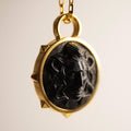 Medusa Shield pendant - black and gold variant of mythology inspired necklace