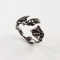 Olive Branch ring -  sterling silver open ring inspired by olive branches, with intricate detailing of the organic form of the leaves, bark texture and olives 