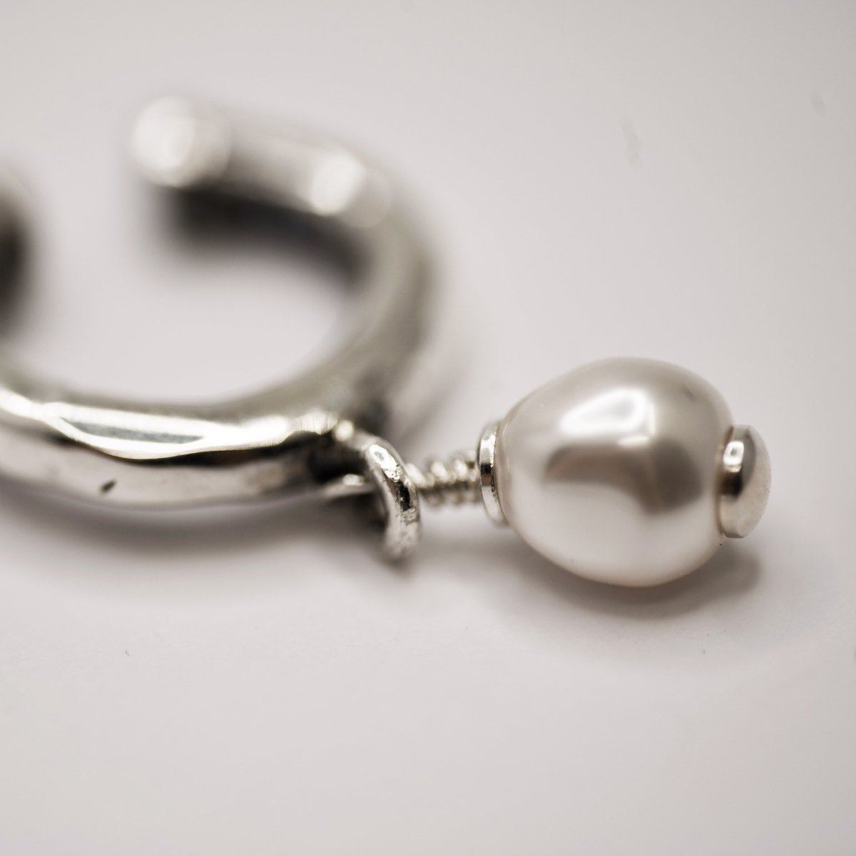 Pearl Ear Cuff - Sterling Silver No Piercing Required Ear Pearl Ear Cuff - Sterling Silver No Piercing Required Ear