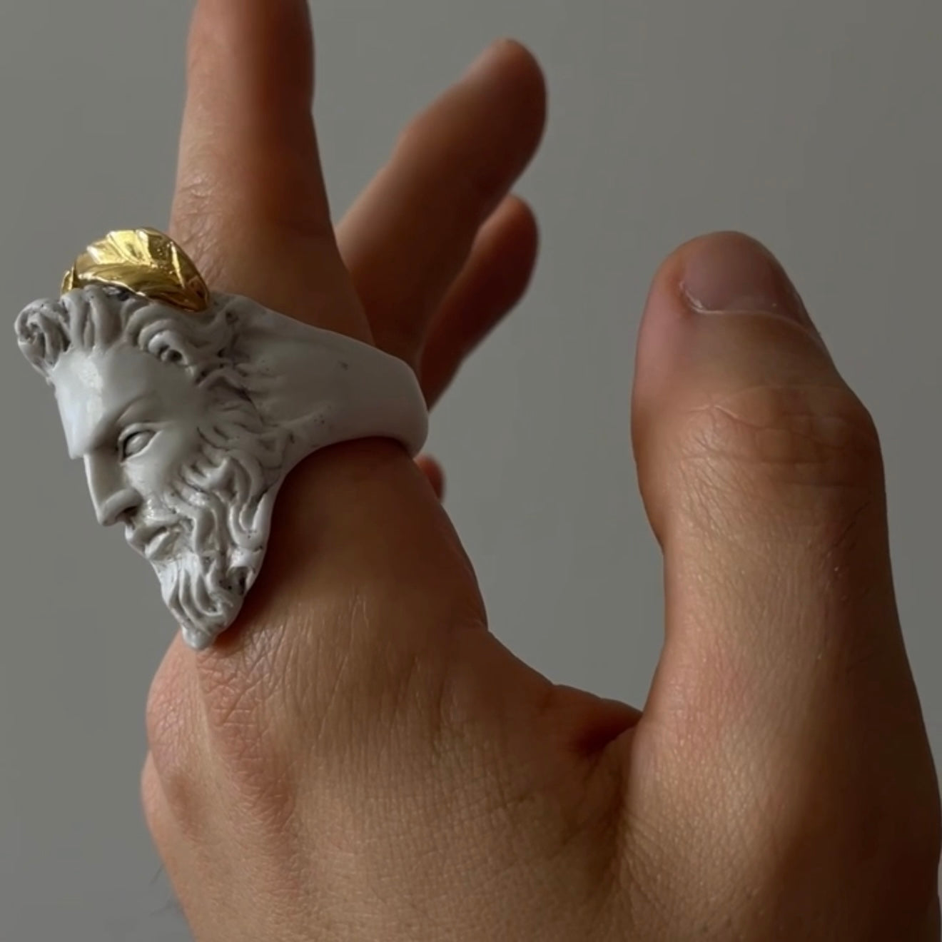 Zeus ring close up video of a ring on hand 