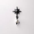 Star & Pearl earring by Macabre Gadgets  -  handcrafted sterling silver celestial jewelry with glass pearl - on neutral background