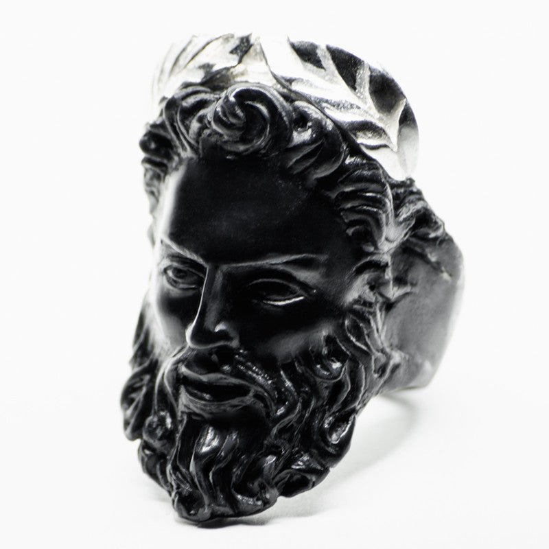 Zeus ring black variant in silver crown 