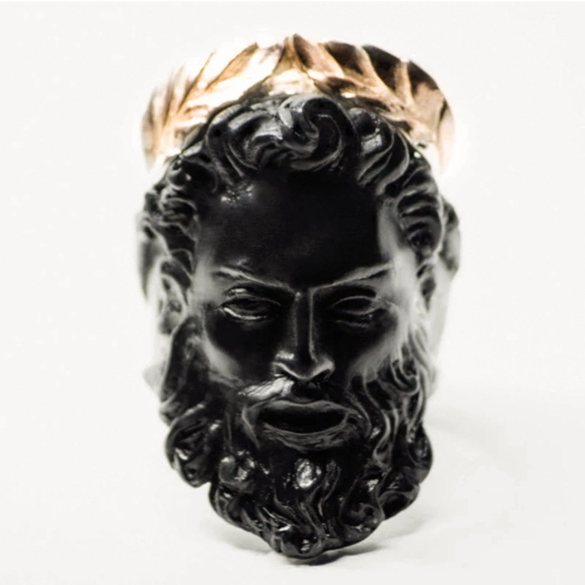 Zeus ring, black variant, against white background 