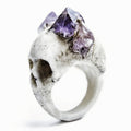 Bifacial Skull Ring - semi profile view - clear product picture against white background