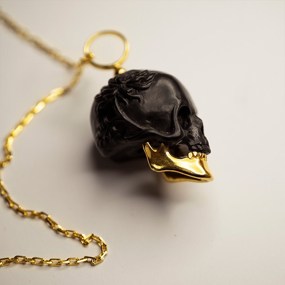 BLACK CHRYSANTHEMUM SKULL PENDANT - Macabre Gadgets Store