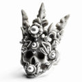 Coral Crown Skull ring - gothic ring featured a skull with crown covered in pearls on white background