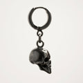 Silver Skull earring - charming mini skull dangling on a hoop clasp in sterling silver, both approximately the same size