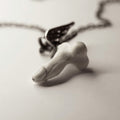 Fascinus pendant - silver variant - close-up of marble charm