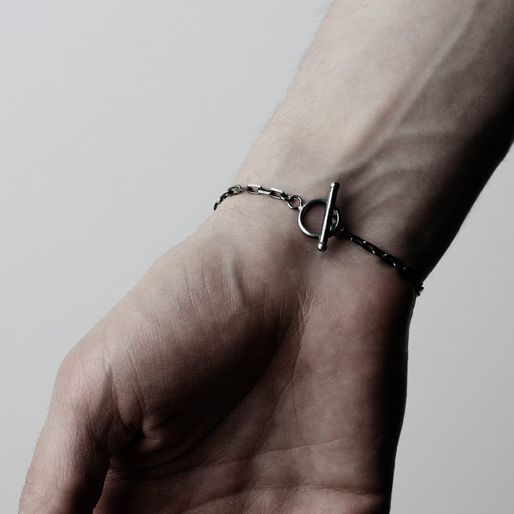 Faun Bracelet on a wrist from the back, toggle clasp is clearly visible
