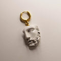 Heracles earring - marble fragment of Hercules face on sterling silver huggie clasp, handcrafted mythology jewelry