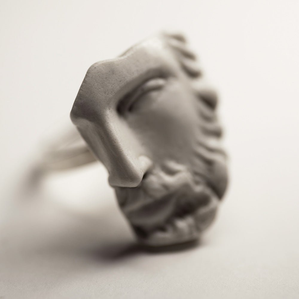 Heracles ring - casual men's ring in a shape of bearded greek god
