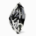 Laurel wreath ring - silver ring with floral motifs on bright white background