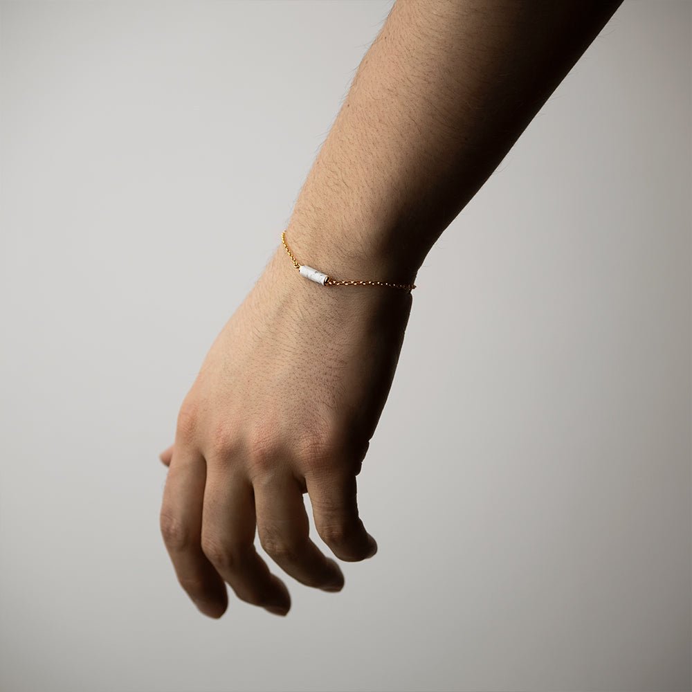 Marble Bracelet on a hand for general fit and dimensions