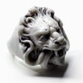 Marble Lion ring - chunky signet ring featuring a lion’s head with a snake in its mouth