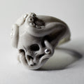 Octopus Skull ring - gothic ring featuring octopuses tentacles grasping a skull decorated with three pearls