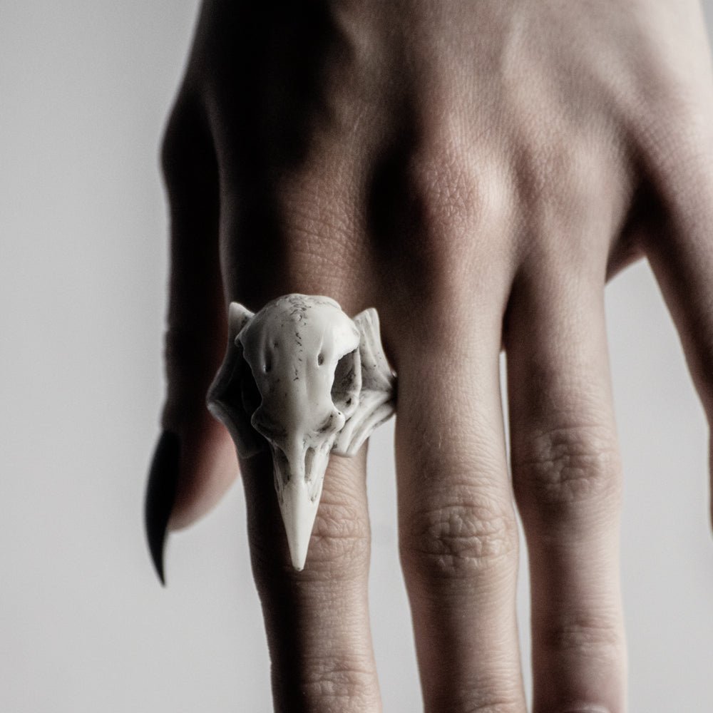 RAVEN SKULL RING - Macabre Gadgets Store