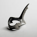 Shark Tail Ring - mermaid-core silver ring on white surface