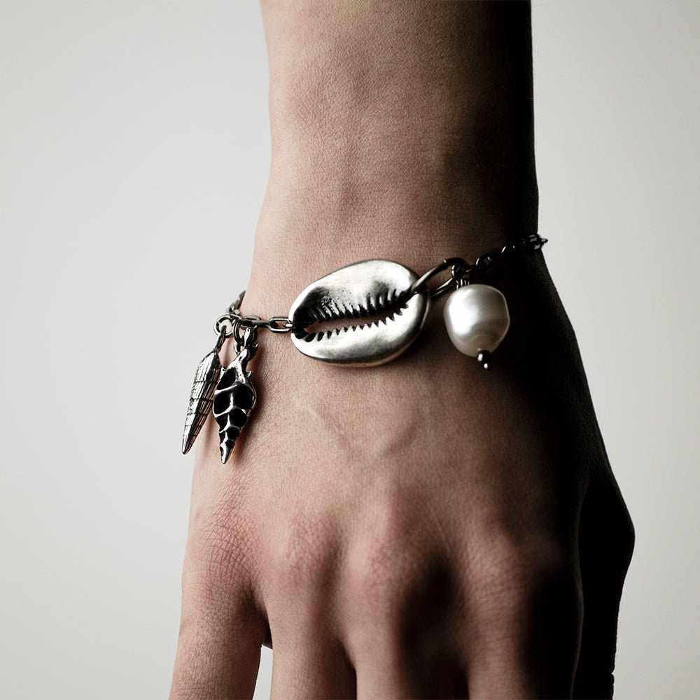 Shell Bracelet on a wrist, close up