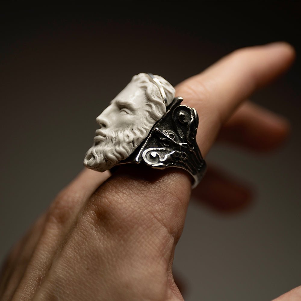 Silver Zeus Ring — Sterling Silver Sculptural Marble Ring with