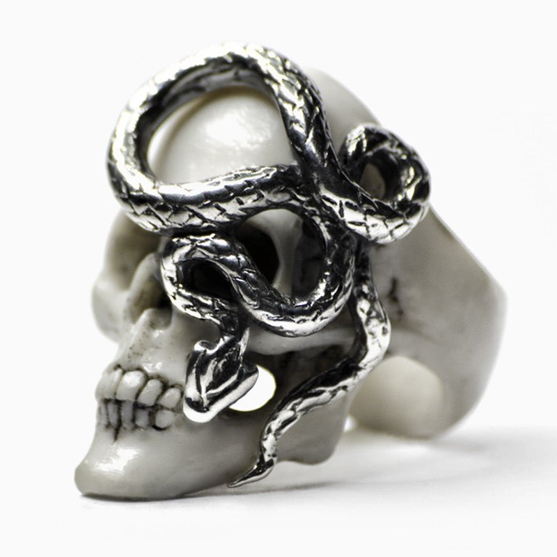 Skull & Snake Ring - Memento Mori Ring - Macabre Gadgets Skull Ring