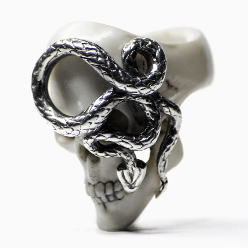 Skull & Snake Ring - Memento Mori Ring - Macabre Gadgets Skull Ring