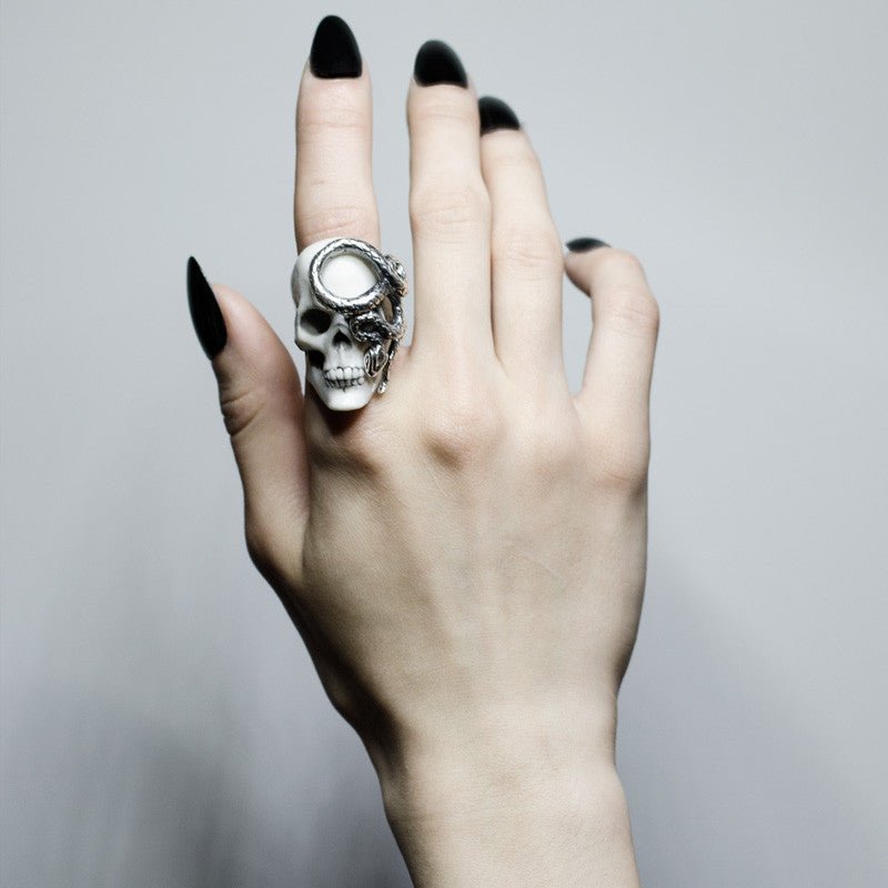 SKULL & SNAKE RING - Macabre Gadgets Store