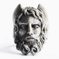 Close-up of Thea ring - textured boho style sculpture-like ring featuring a bearded face of greek god