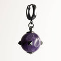 Thistle Amethyst earring - large amethyst bead dangles from a sleek, black hoop - gothic earring shot 
