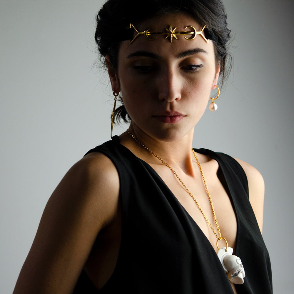 TWIN MOON CROWN - GOLD - Macabre Gadgets Store