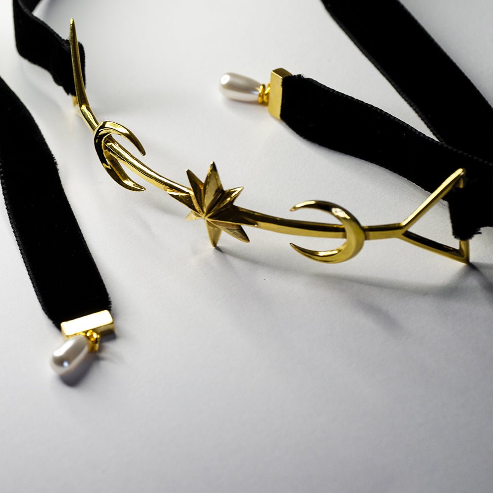 TWIN MOON CROWN - GOLD - Macabre Gadgets Store