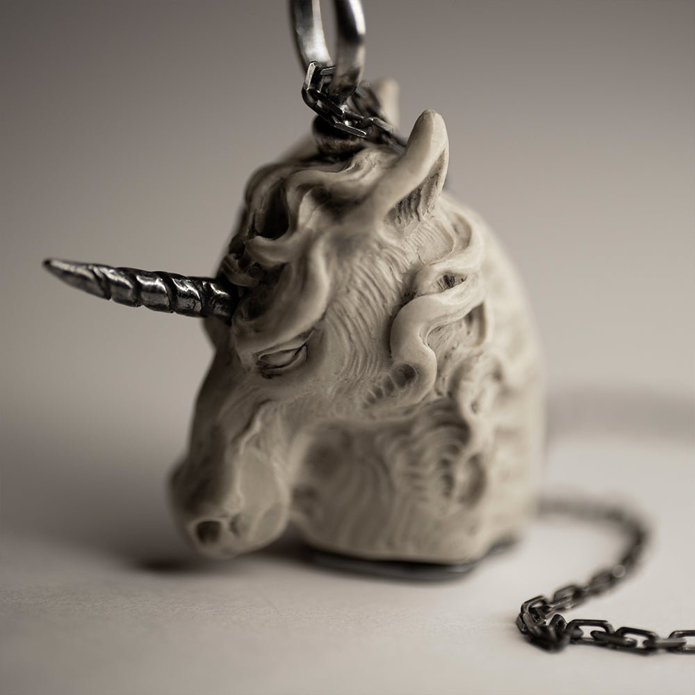 WHITE UNICORN PENDANT - Macabre Gadgets Store